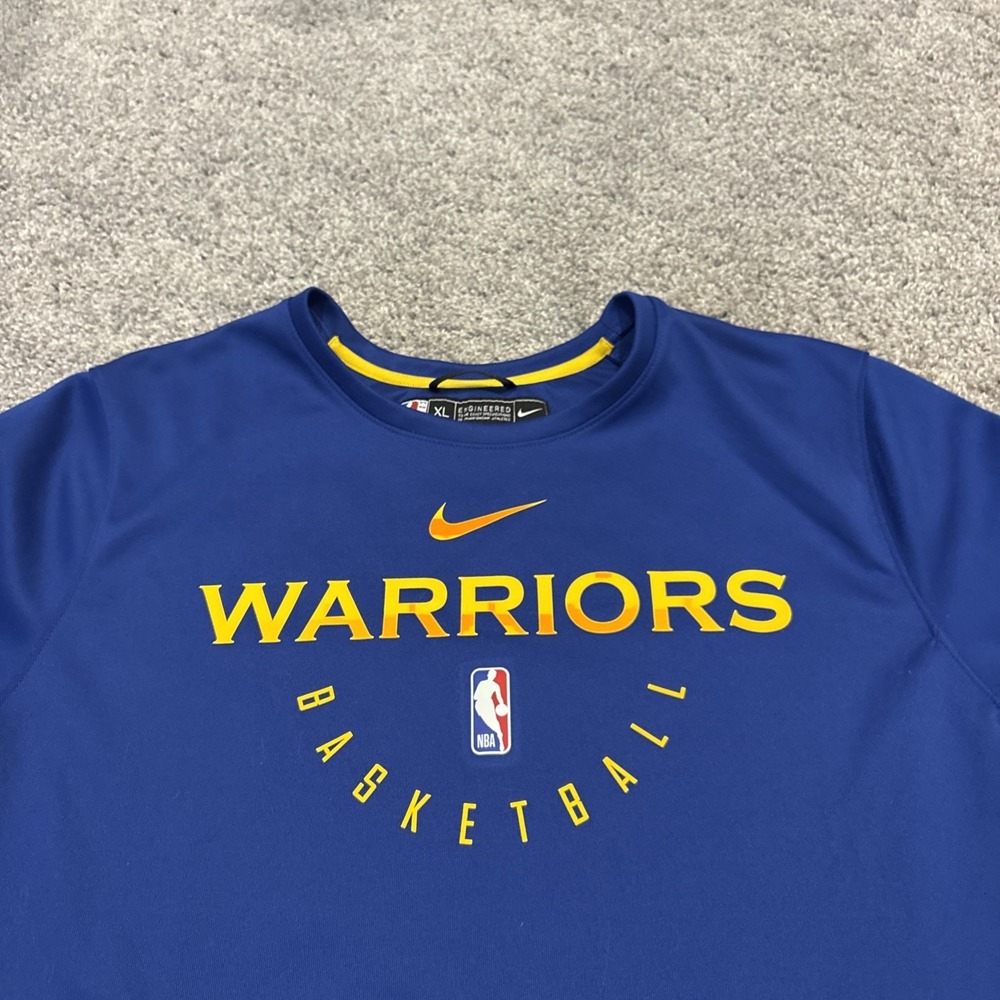 Nike NBA Engineered Golden State Warriors Center Check Crewneck XL Blue Dri Fit